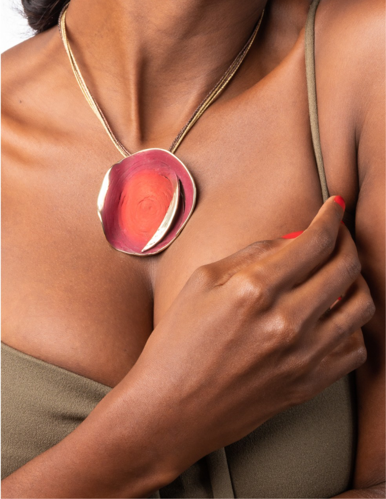 Colgante bronce bicolor granate