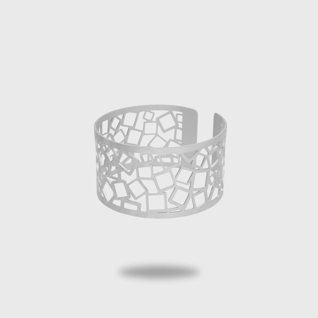 Brazalete Ancho Cuadrado al Cuadrado Plata