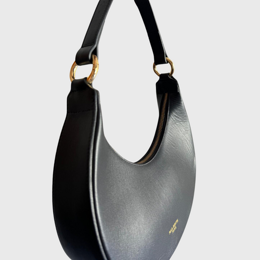 Bolso Moon - Bolso de mano media luna en piel negra