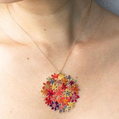Colgante corto Bouquet Naranja baño oro