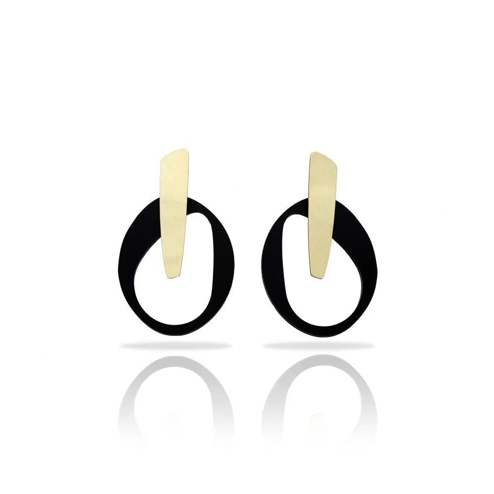 Pendientes K-TOO MUCH nova negro baño oro