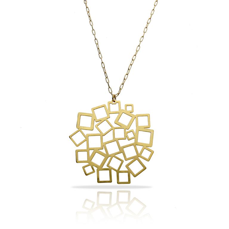 Colgante Largo Cuadrado al cuadrado baño Oro