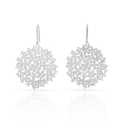 Pendientes hortensia mediano baño plata