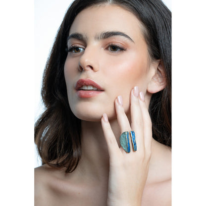 Anillo al viento verde azul