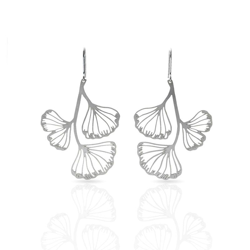 Pendiente GINKGO BILOBA baño plata