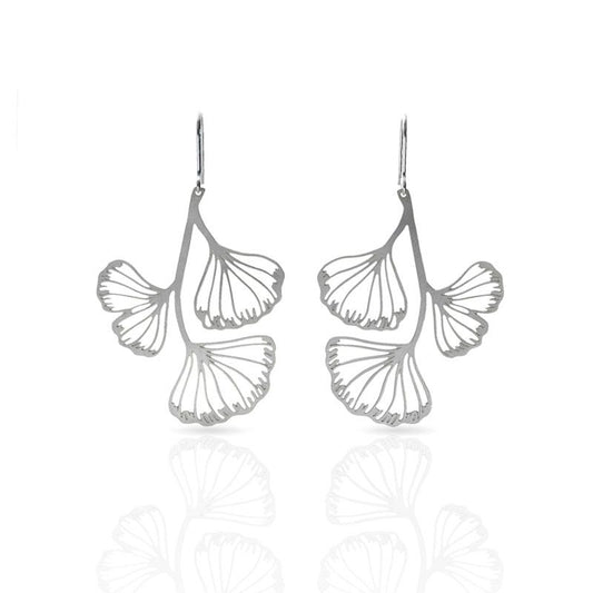 Pendiente GINKGO BILOBA baño plata