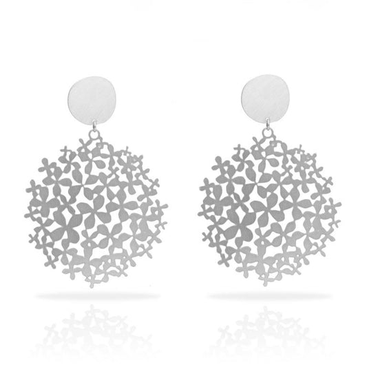 Pendiente metopa Hortensia baño Plata