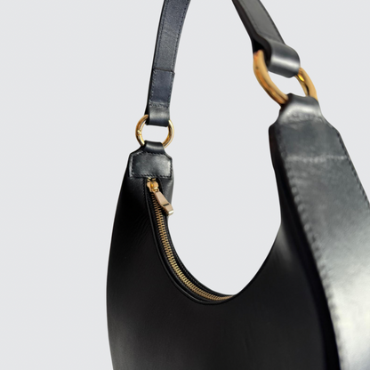 Bolso Moon - Bolso de mano media luna en piel negra