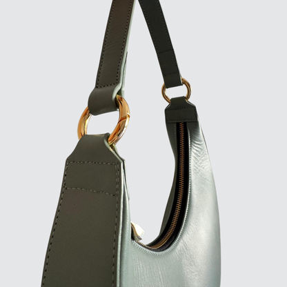 Bolso Moon - Bolso de mano media luna en piel verde pastel